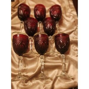 Cristal D'Arques Durand Antique Ruby Water Goblets Set of 8
